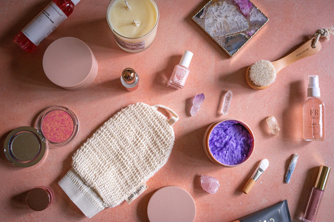 a table topped with lots of different types of cosmetics on Purely Polished